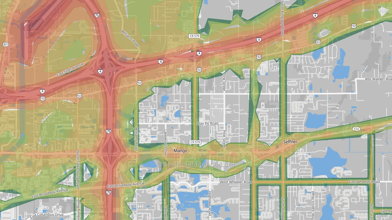 Mango, FL Map of Noise Levels in Mango