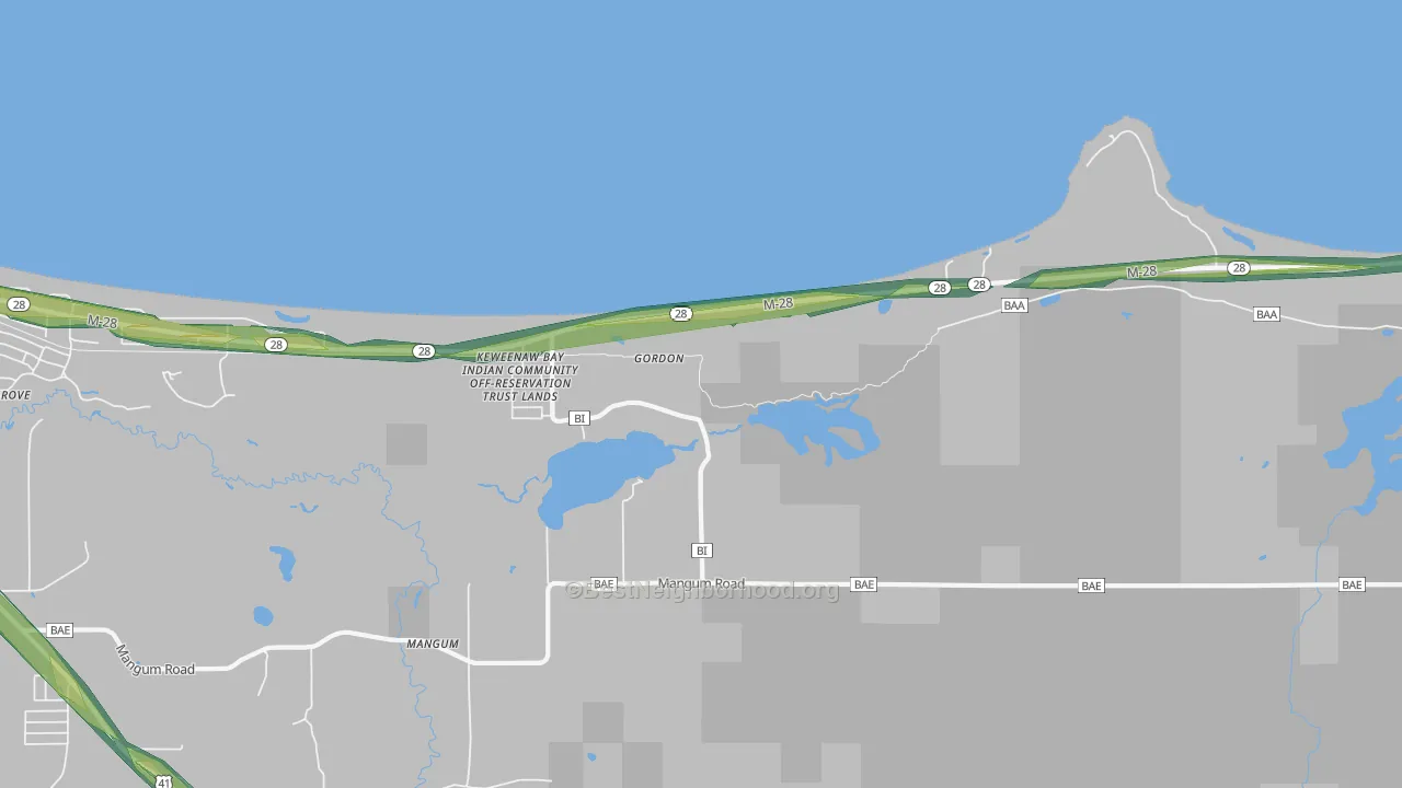 Mangum, MI Map of Noise Levels in Mangum