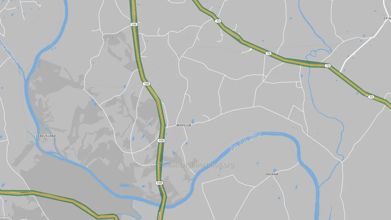 Mangum, NC Map of Noise Levels in Mangum