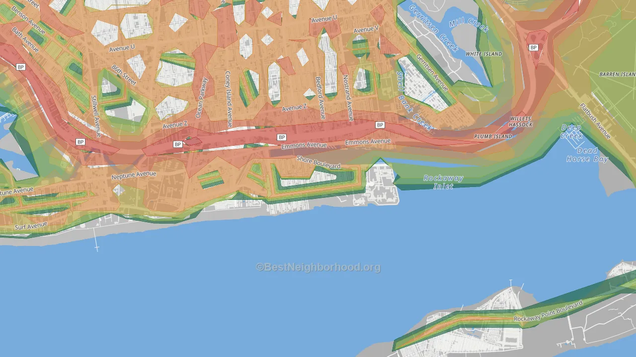 Manhattan Beach, Brooklyn, NY Map of Noise Levels in Manhattan Beach