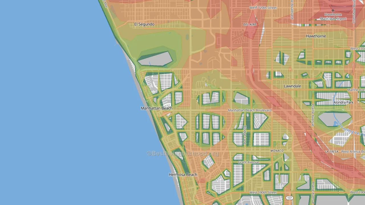 Manhattan Beach, CA Map of Noise Levels in Manhattan Beach