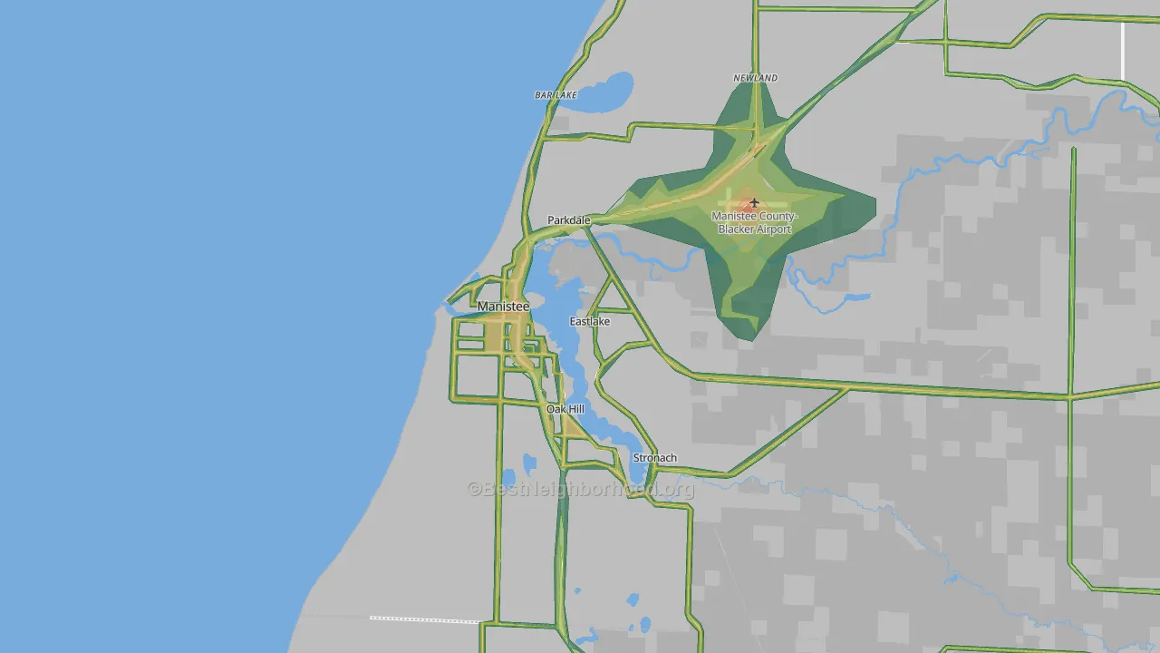 Manistee, MI Map of Noise Levels in Manistee