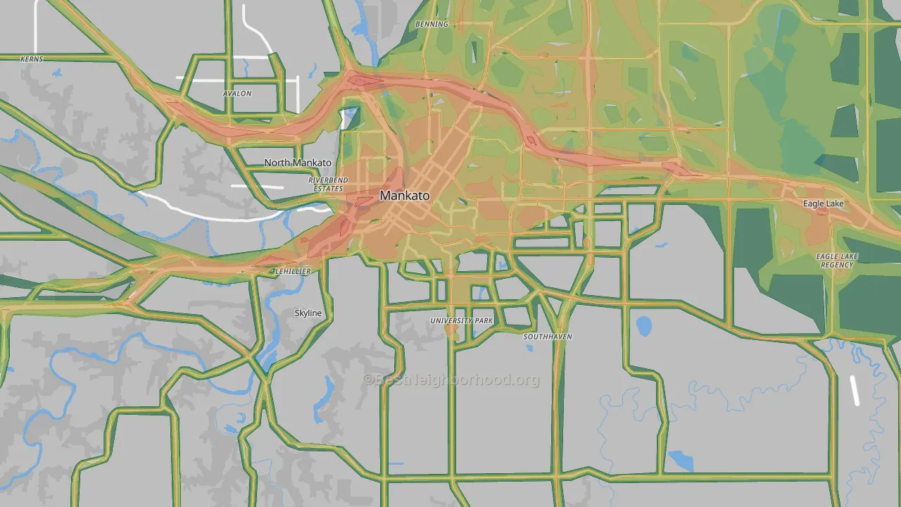 Mankato, MN Map of Noise Levels in Mankato