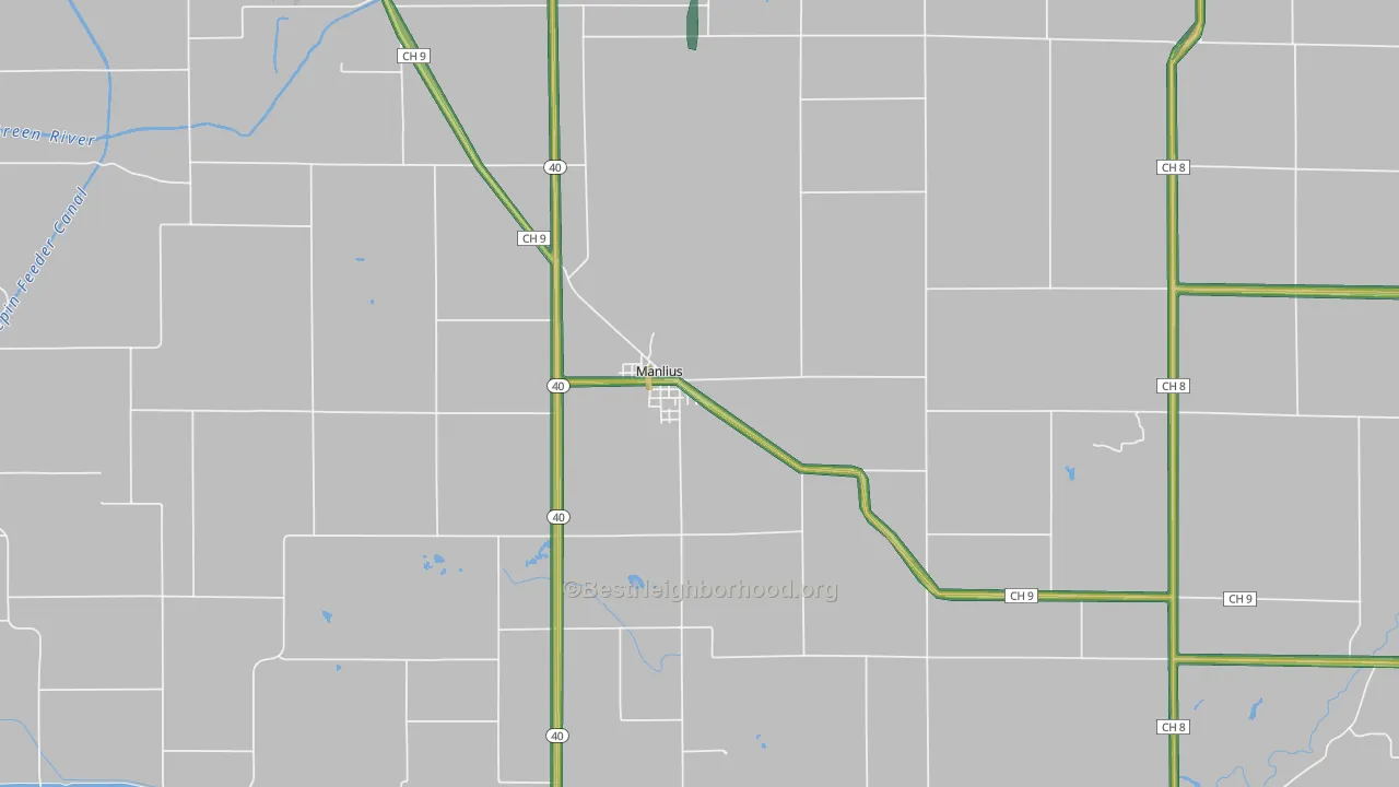 Manlius, IL Map of Noise Levels in Manlius