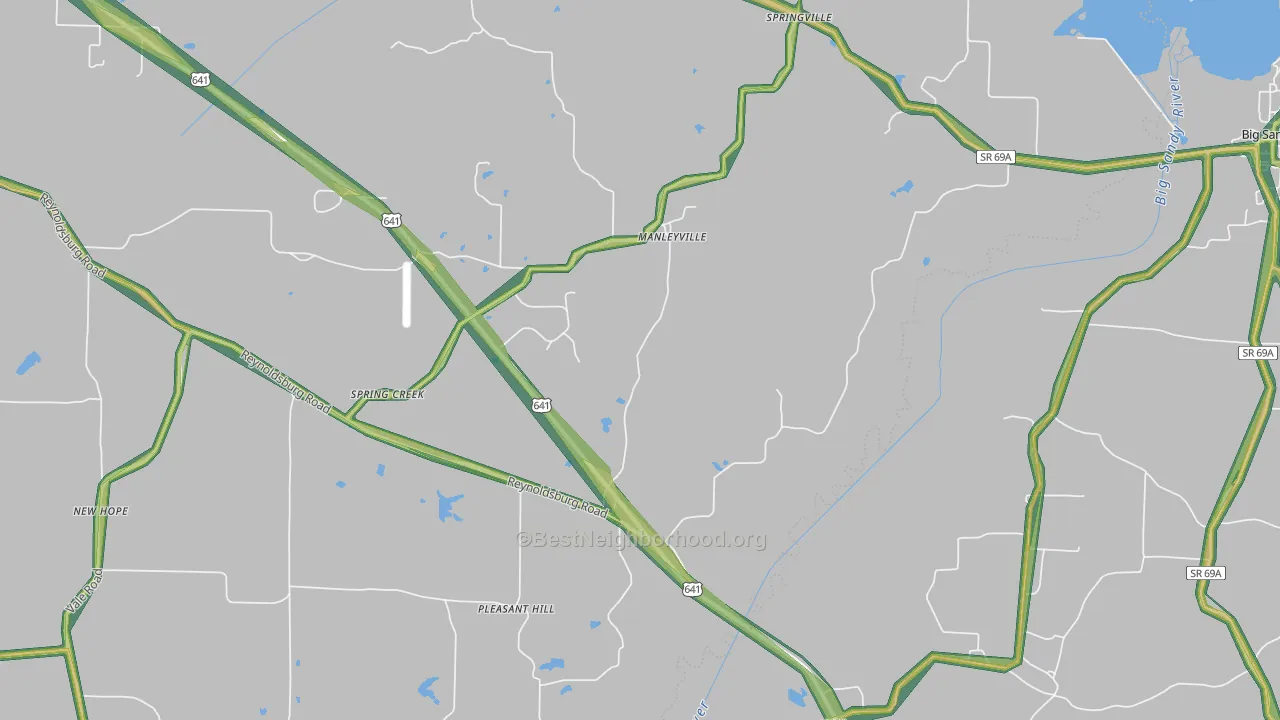 Manlyville, TN Map of Noise Levels in Manlyville