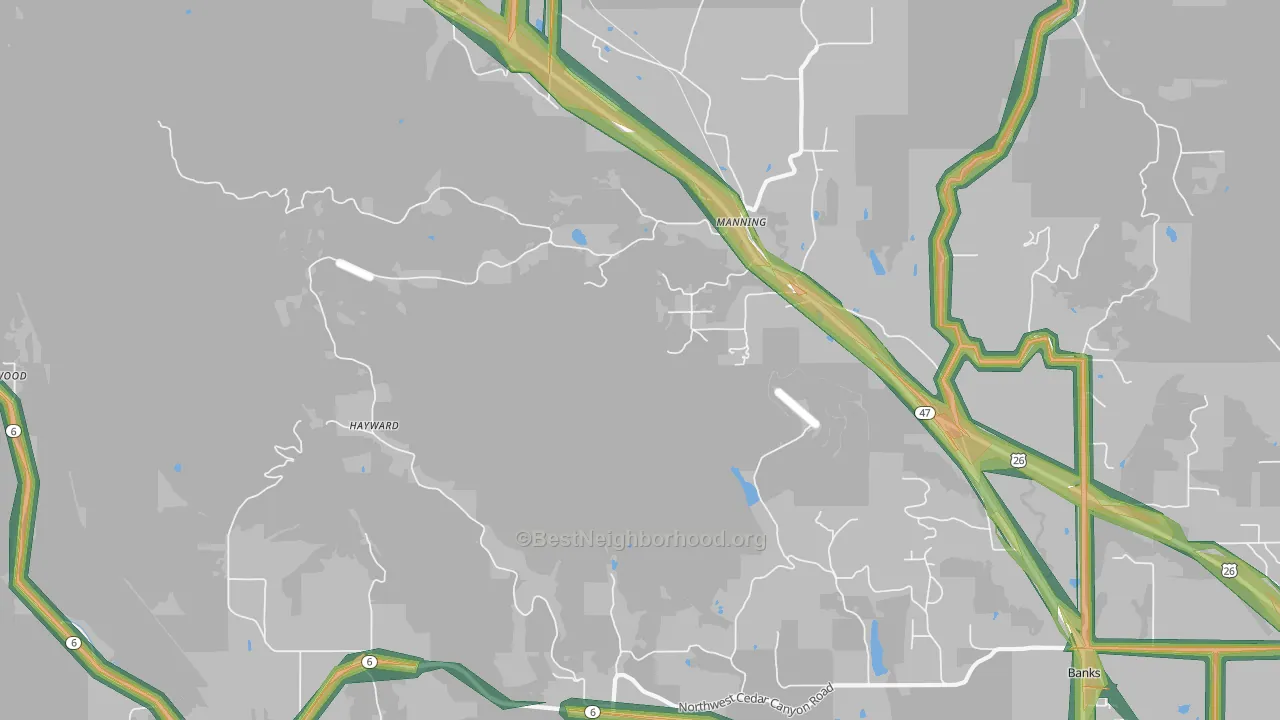 Manning, OR Map of Noise Levels in Manning