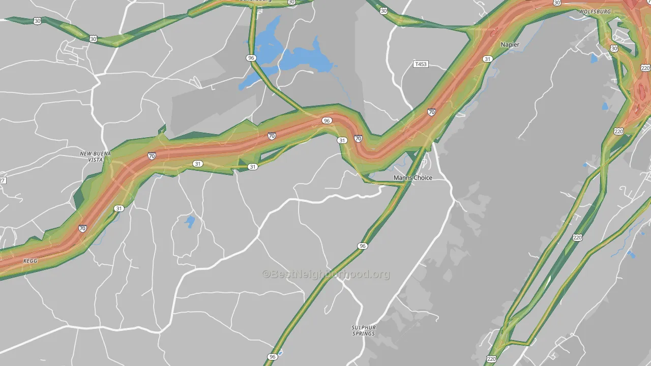 Manns Choice, PA Map of Noise Levels in Manns Choice