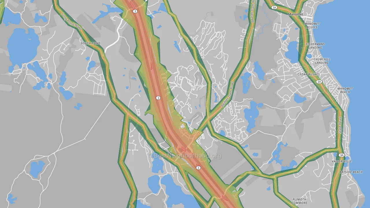 Manomet, MA Map of Noise Levels in Manomet