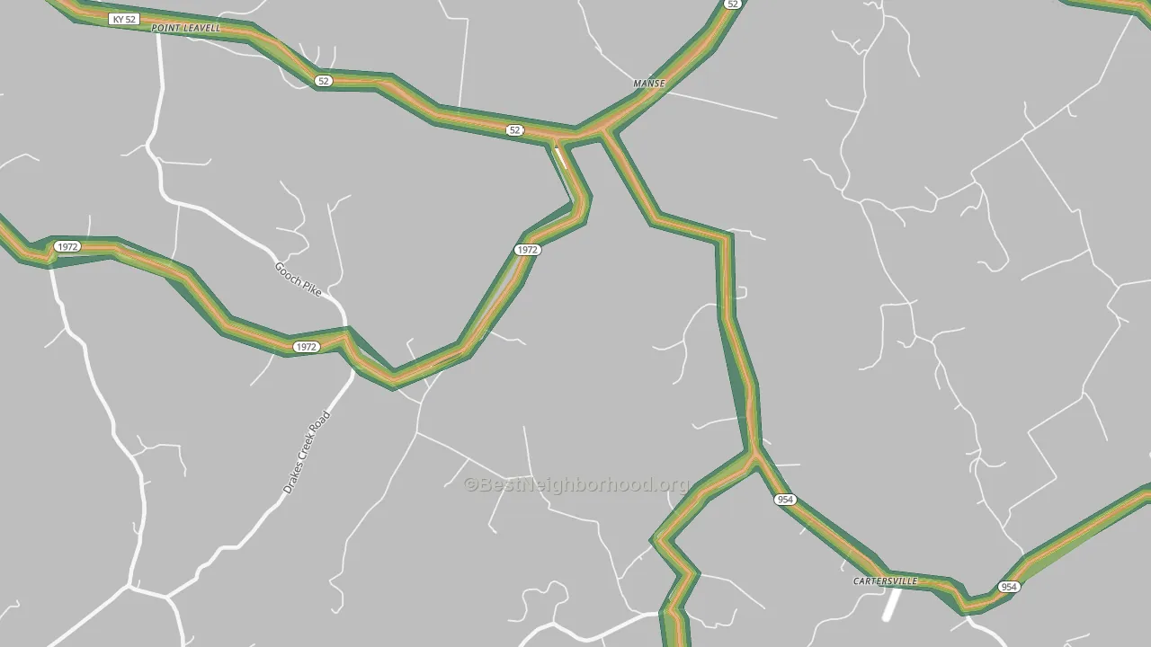 Manse, KY Map of Noise Levels in Manse
