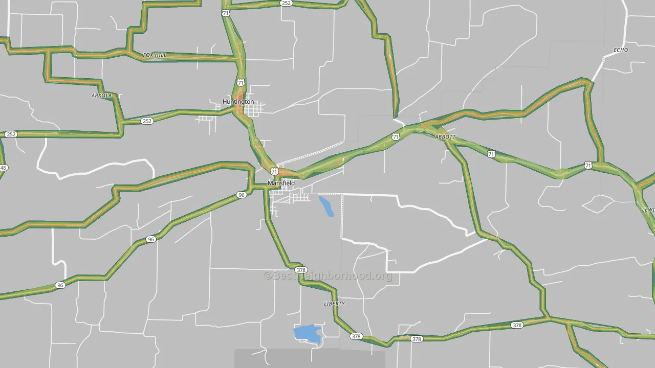 Mansfield, AR Map of Noise Levels in Mansfield