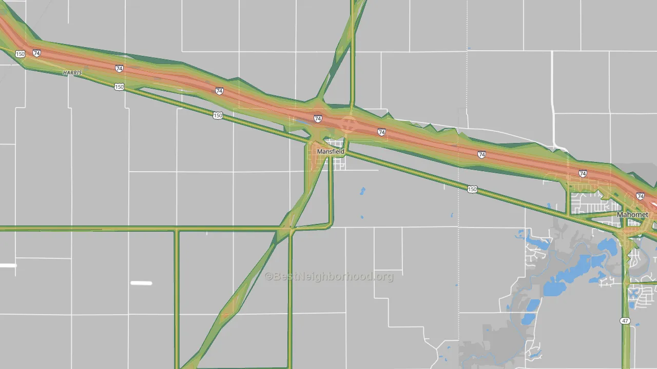 Mansfield, IL Map of Noise Levels in Mansfield