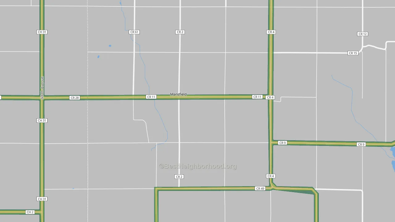Mansfield, MN Map of Noise Levels in Mansfield