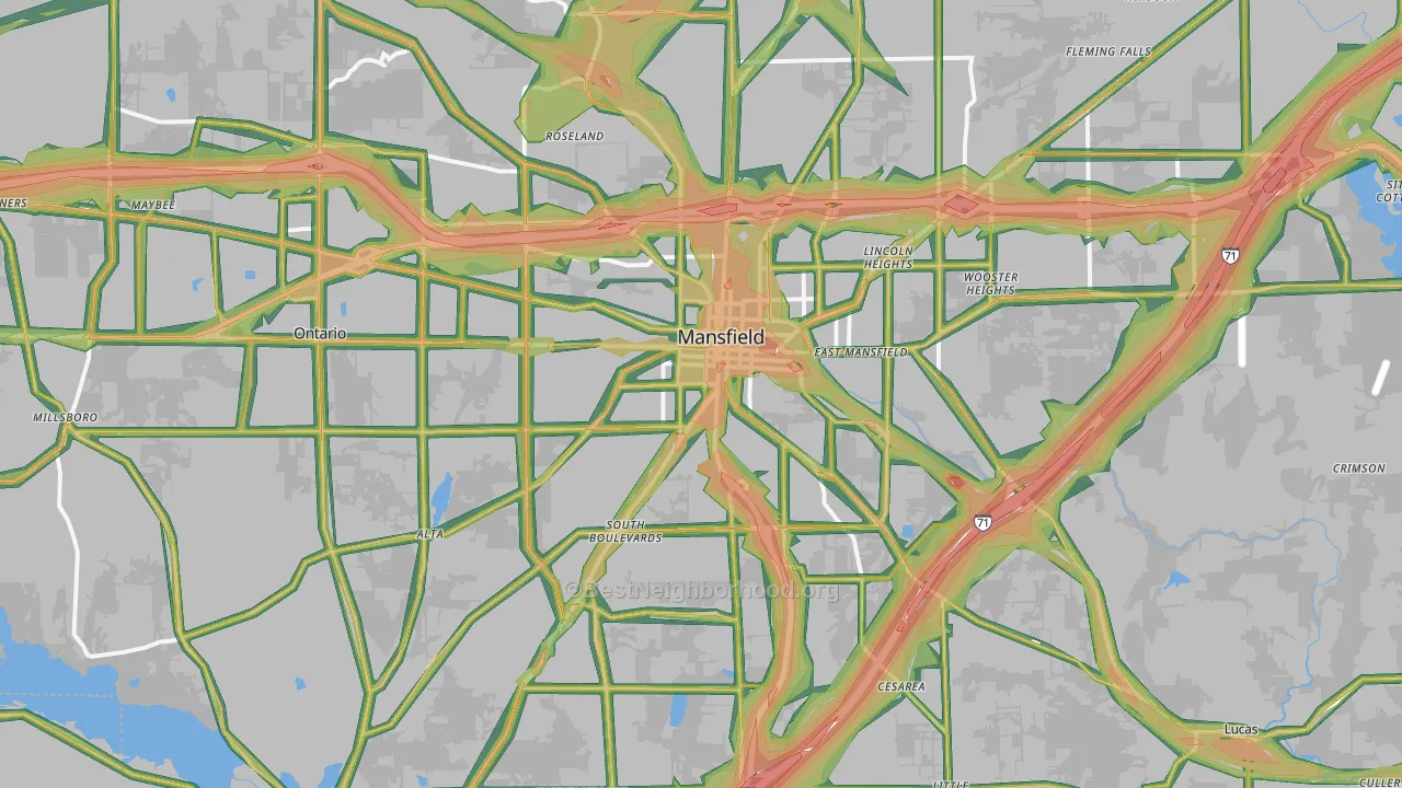 Mansfield, OH Map of Noise Levels in Mansfield