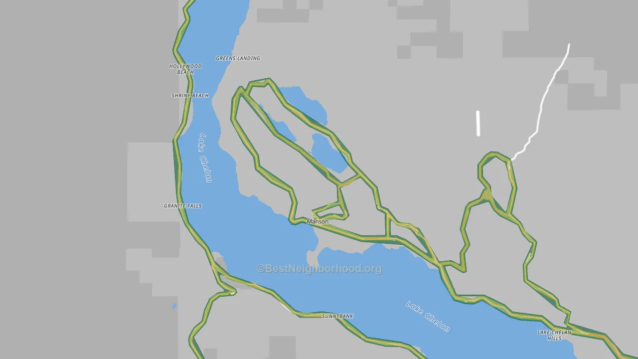 Manson, WA Map of Noise Levels in Manson