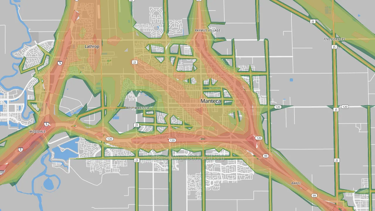Manteca, CA Map of Noise Levels in Manteca