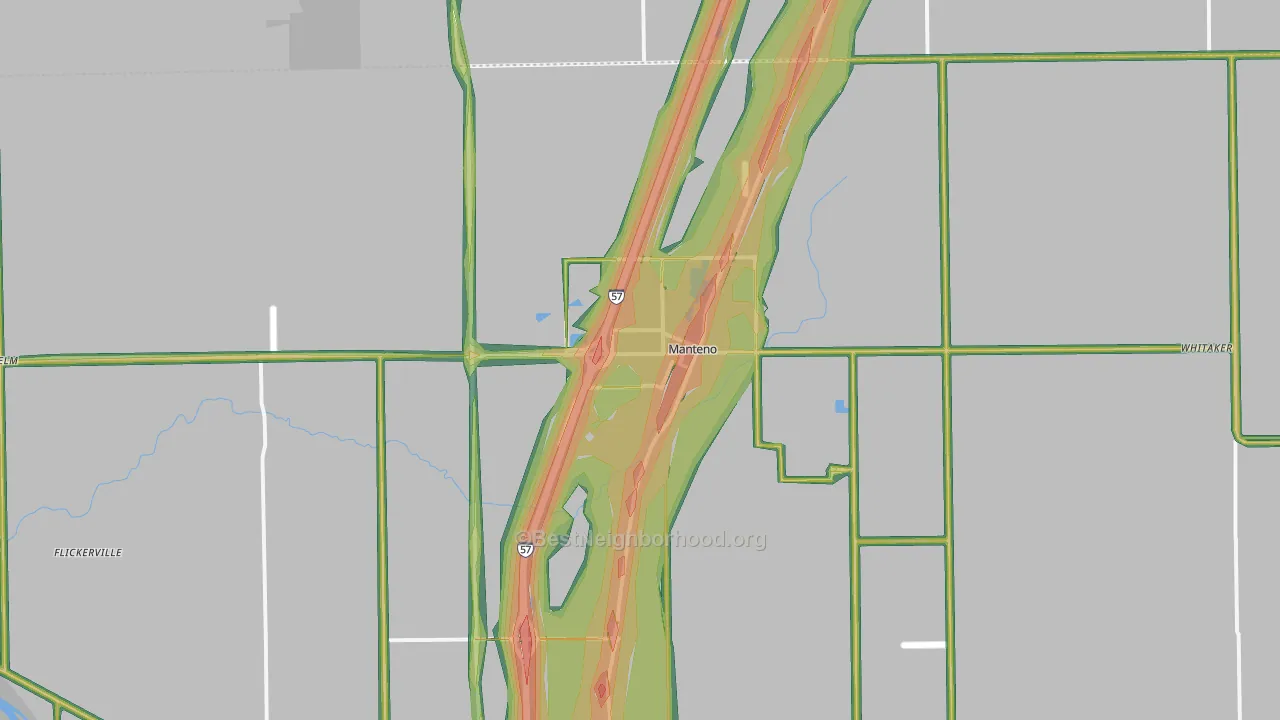 Manteno, IL Map of Noise Levels in Manteno