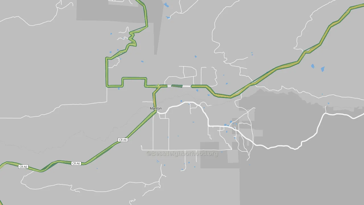 Manton, CA Map of Noise Levels in Manton