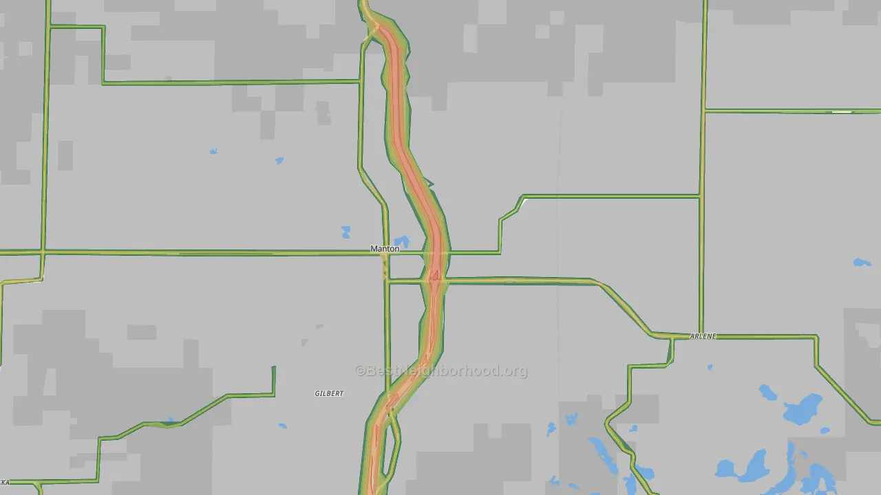 Manton, MI Map of Noise Levels in Manton
