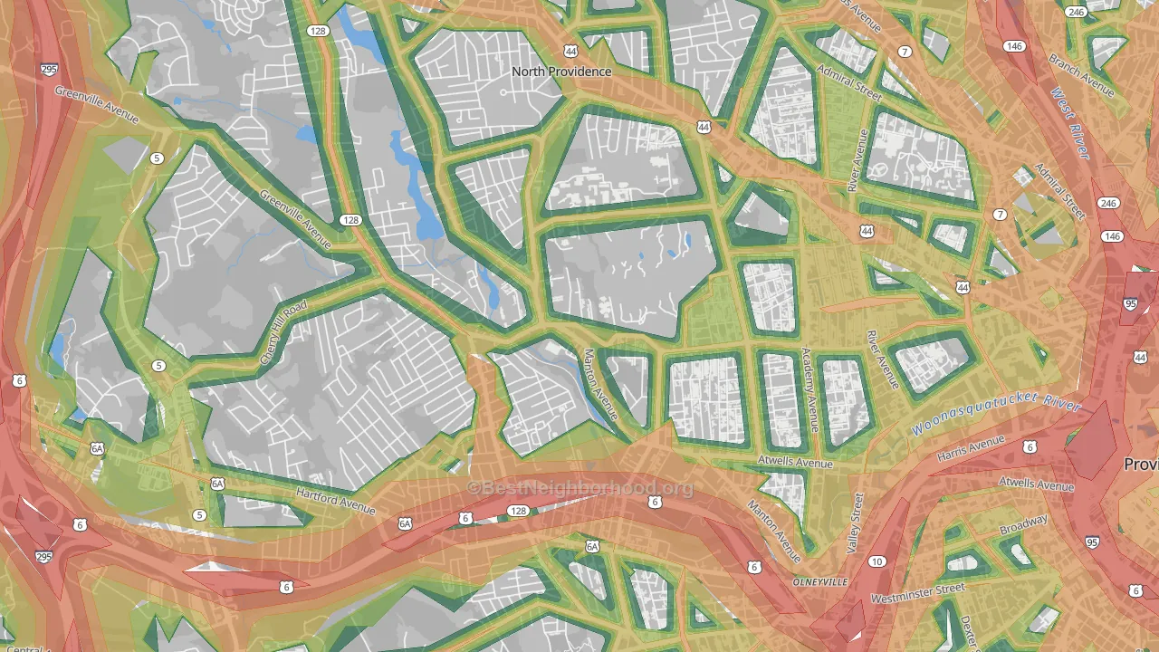 Manton, Providence, RI Map of Noise Levels in Manton