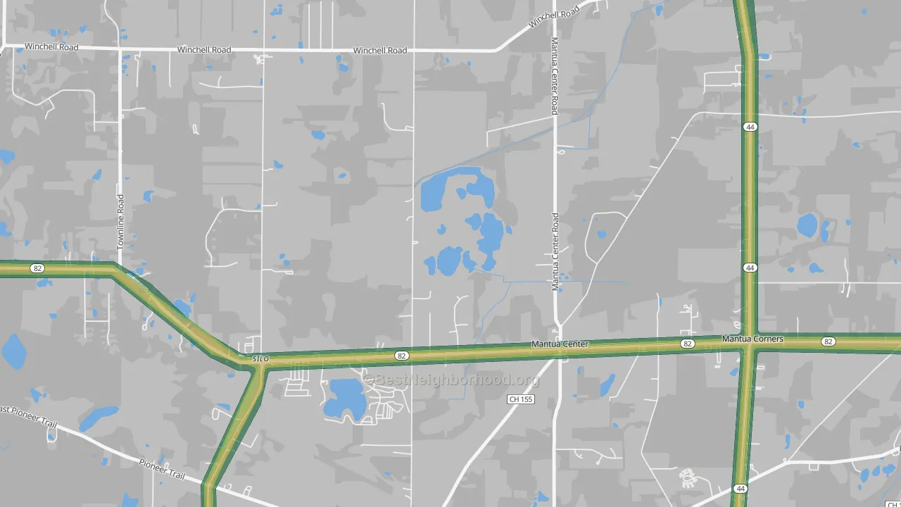 Mantua Center, OH Map of Noise Levels in Mantua Center