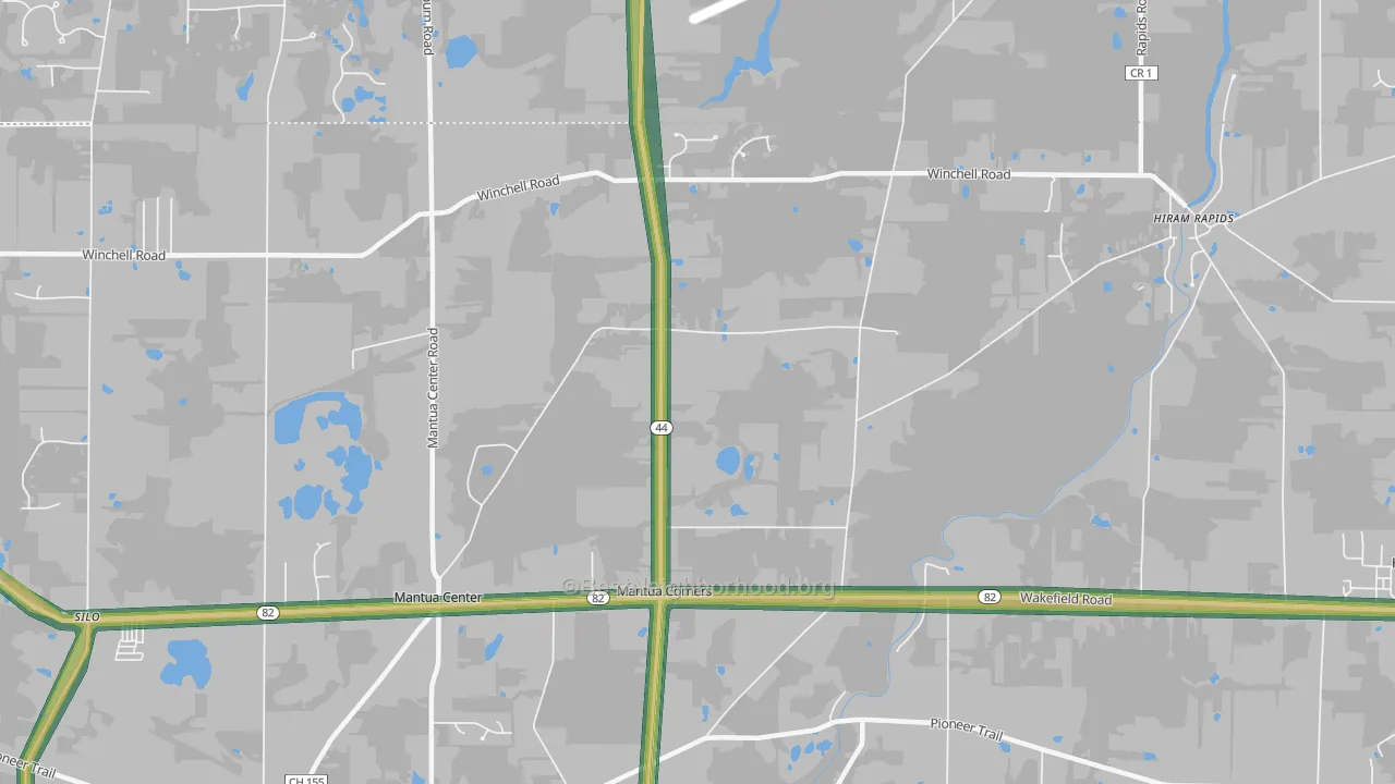 Mantua Corners, OH Map of Noise Levels in Mantua Corners