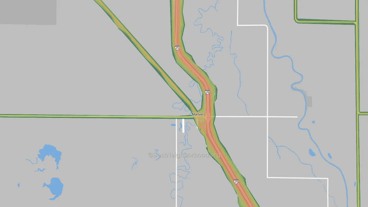 Manvel, ND Map of Noise Levels in Manvel