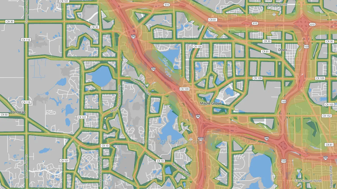 Maple Grove, MN Map of Noise Levels in Maple Grove