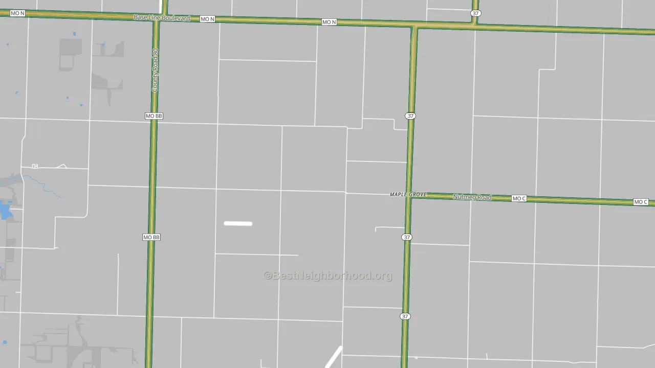 Maple Grove, MO Map of Noise Levels in Maple Grove