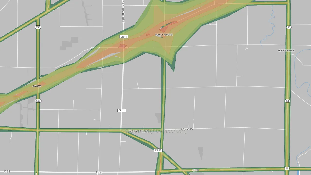 Maple Grove, OH Map of Noise Levels in Maple Grove