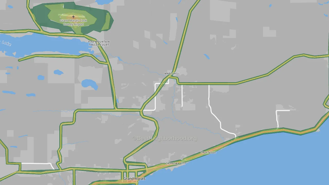 Maple Hill, MN Map of Noise Levels in Maple Hill