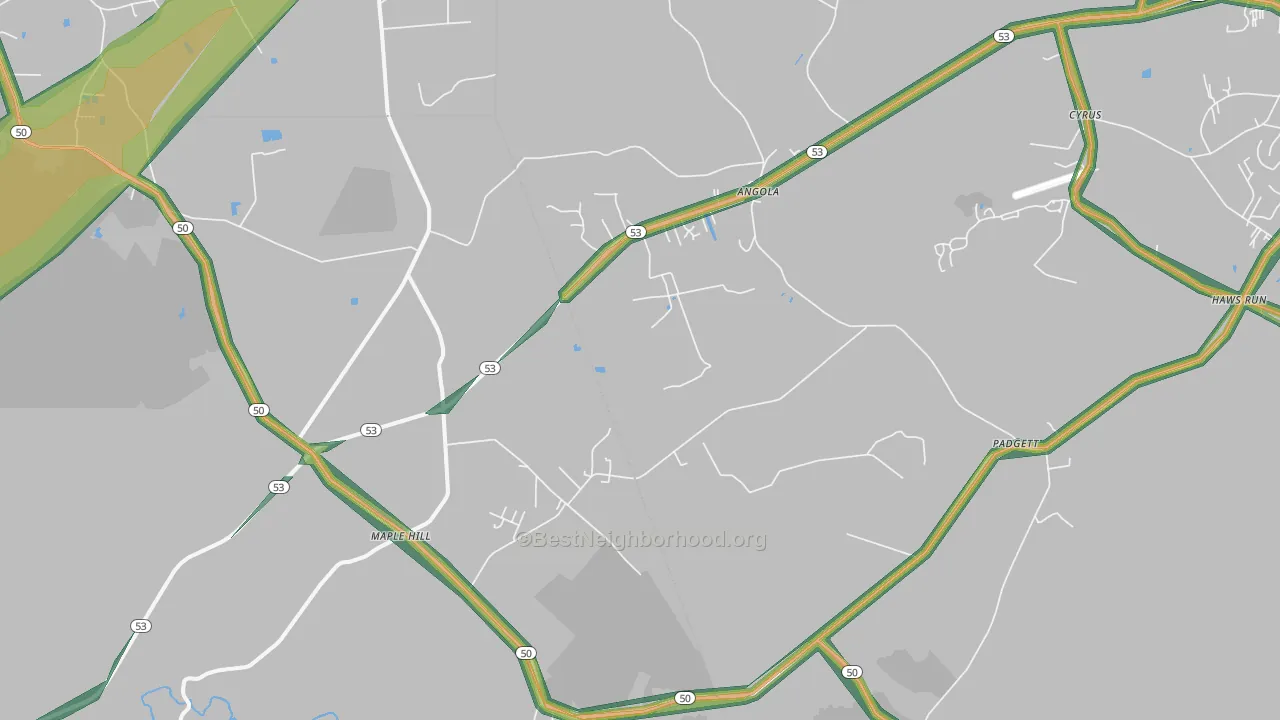 Maple Hill, NC Map of Noise Levels in Maple Hill