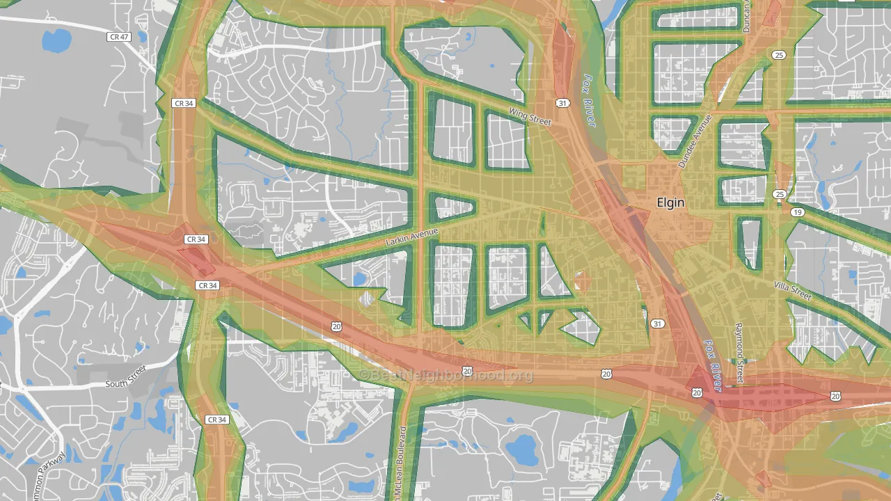 Maple Manor, Elgin, IL Map of Noise Levels in Maple Manor