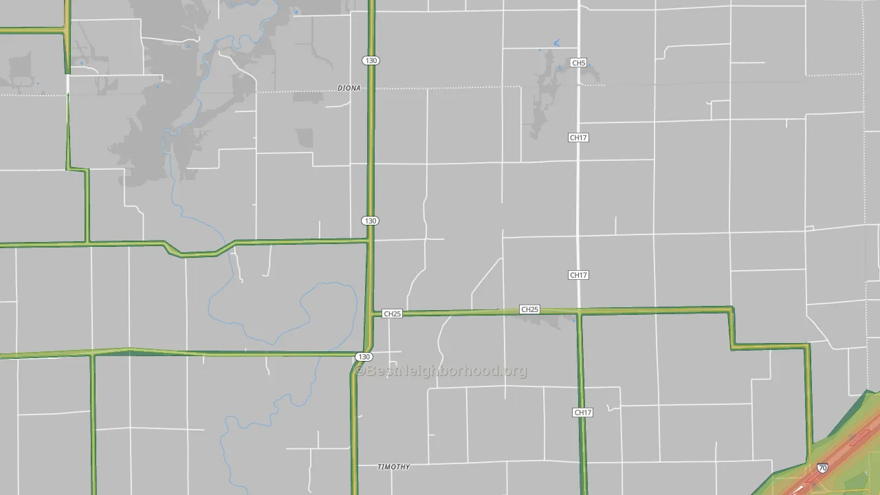 Maple Point, IL Map of Noise Levels in Maple Point
