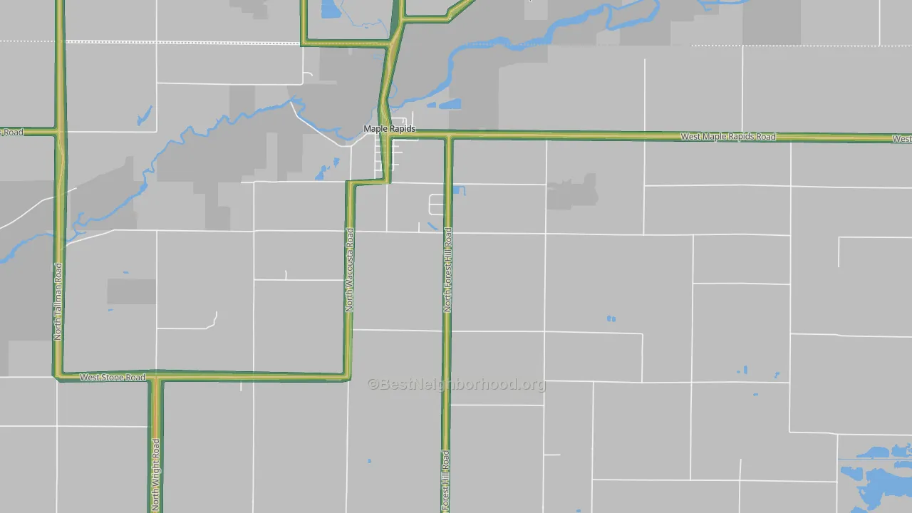 Maple Rapids, MI Map of Noise Levels in Maple Rapids