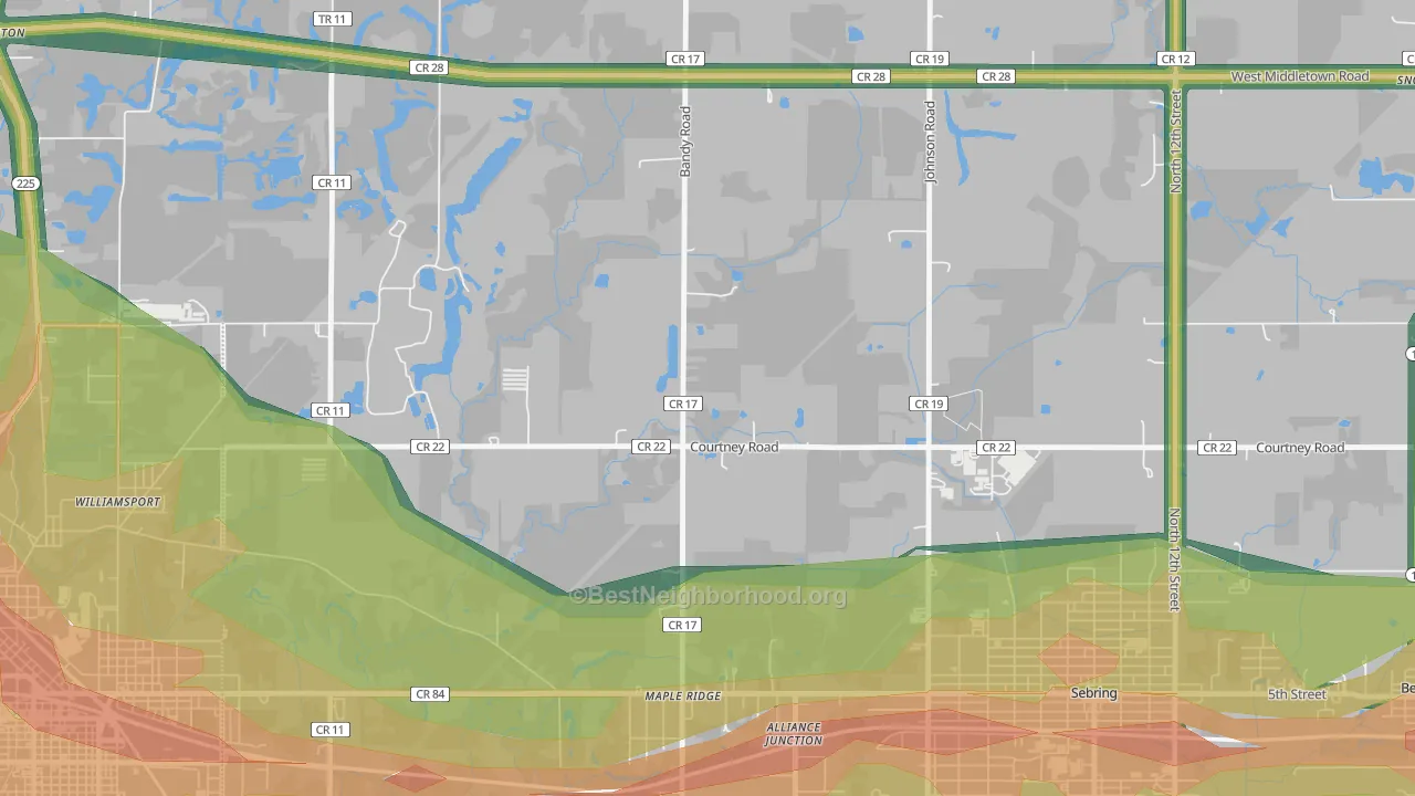 Maple Ridge, OH Map of Noise Levels in Maple Ridge