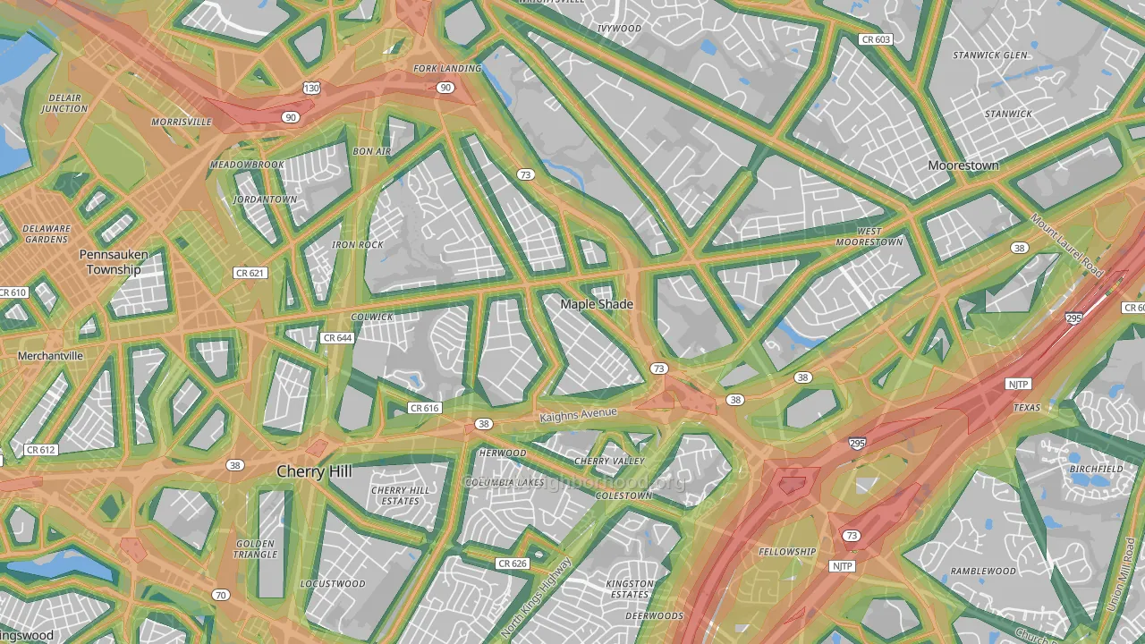 Maple Shade, NJ Map of Noise Levels in Maple Shade