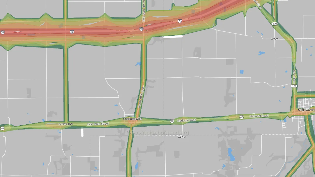 Maple Valley, IN Map of Noise Levels in Maple Valley