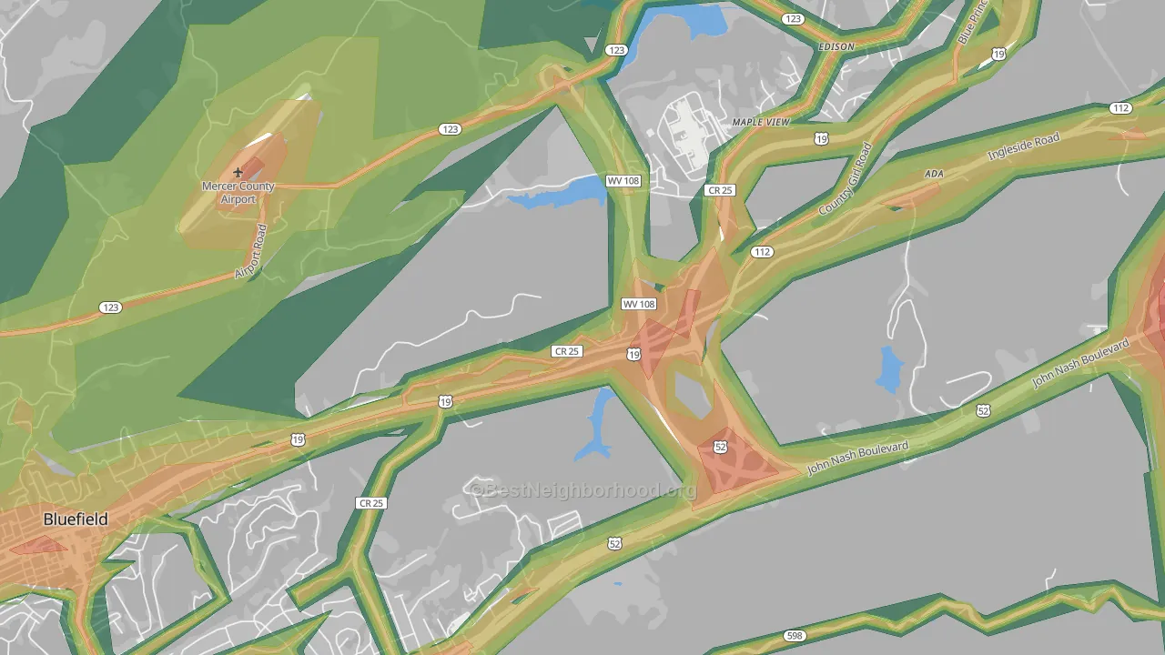 Maple View, WV Map of Noise Levels in Maple View