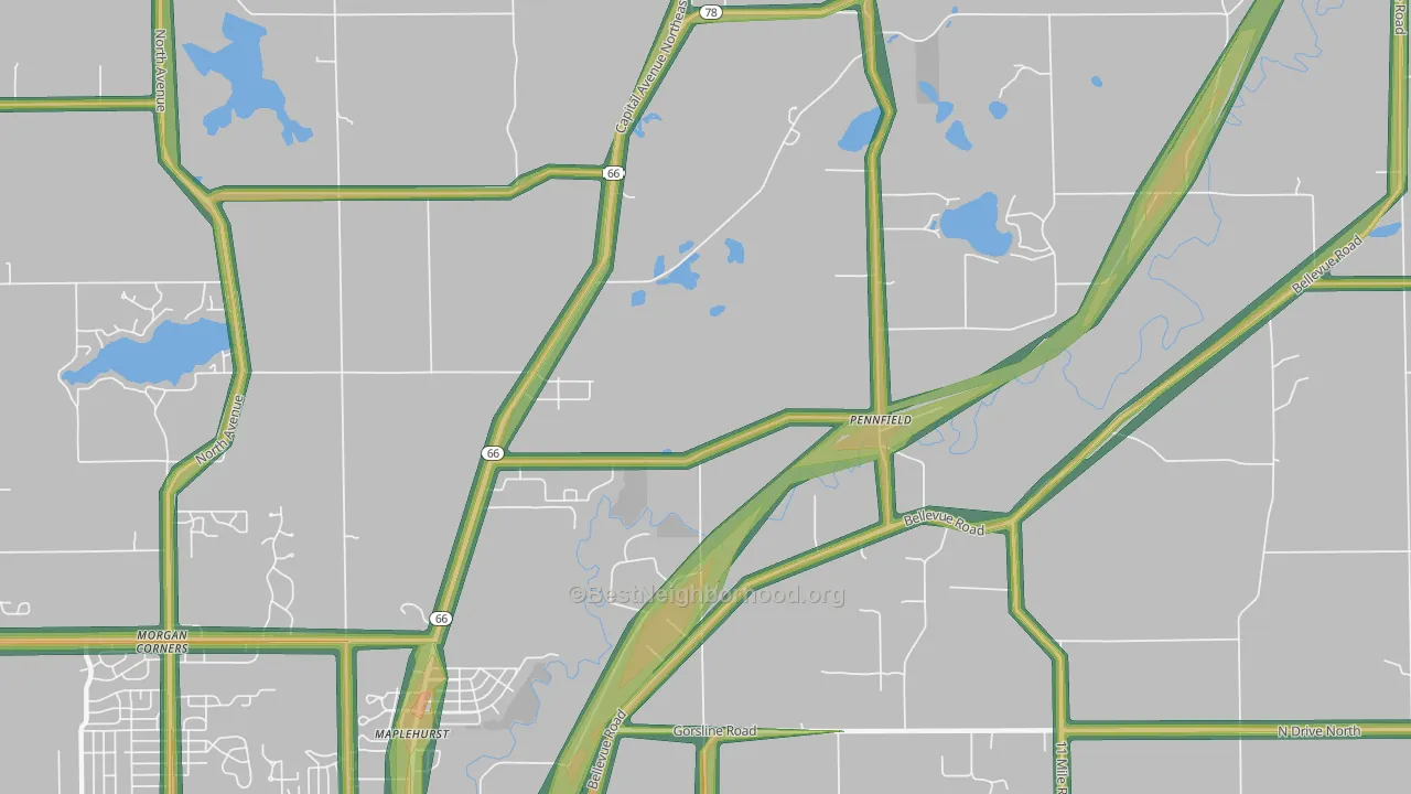 Maplehurst, MI Map of Noise Levels in Maplehurst