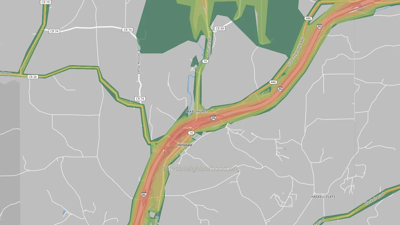 Maplehurst, NY Map of Noise Levels in Maplehurst