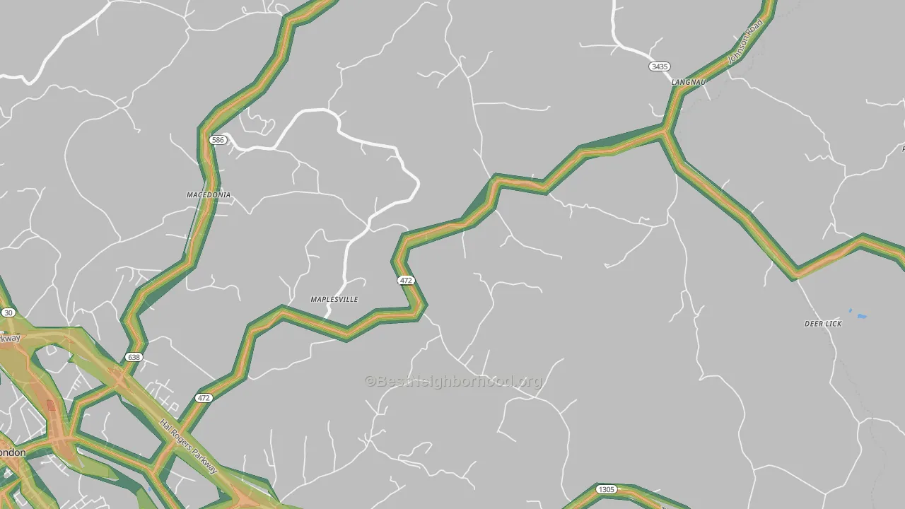 Maplesville, KY Map of Noise Levels in Maplesville