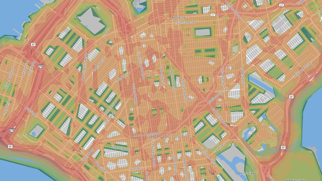 Mapleton-Flatlands, Brooklyn, NY Map of Noise Levels in Mapleton-Flatlands