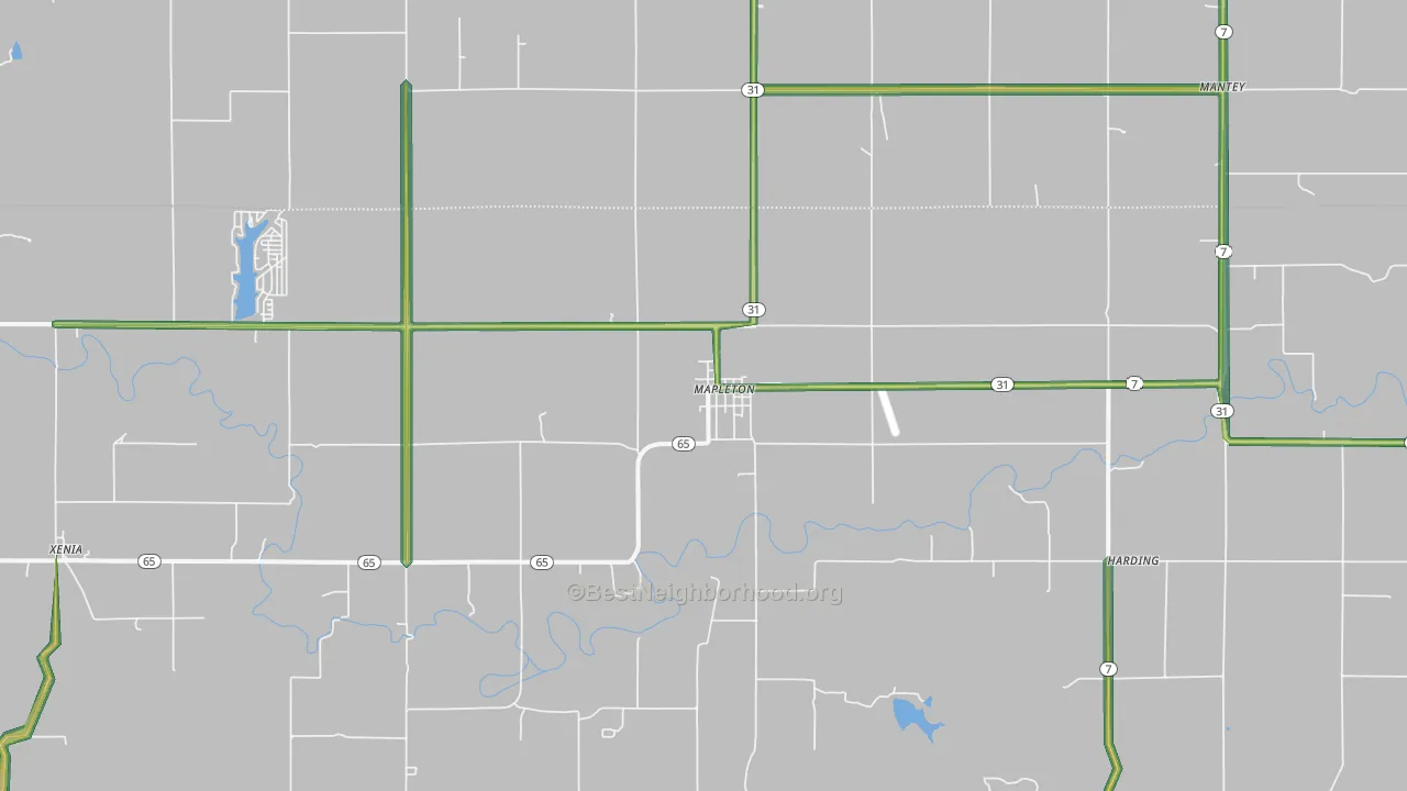 Mapleton, KS Map of Noise Levels in Mapleton