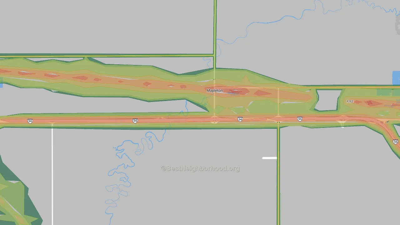 Mapleton, ND Map of Noise Levels in Mapleton