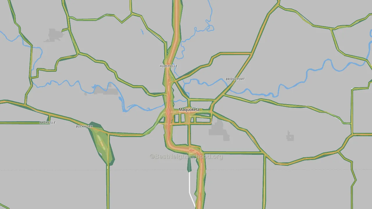 Maquoketa, IA Map of Noise Levels in Maquoketa