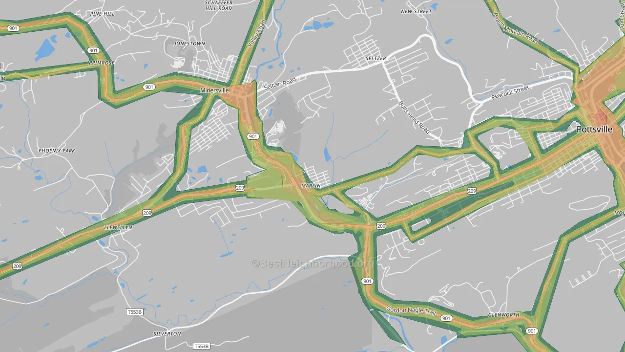 Mar Lin, PA Map of Noise Levels in Mar Lin
