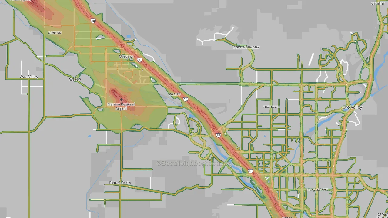 Marana, AZ Map of Noise Levels in Marana