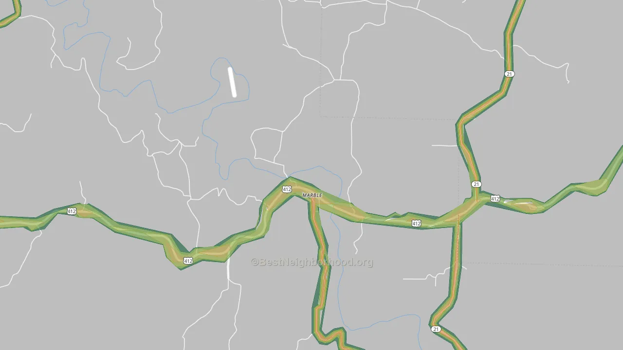 Marble, AR Map of Noise Levels in Marble