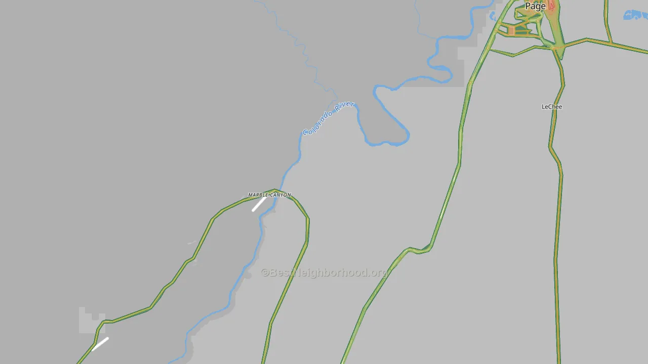Marble Canyon, AZ Map of Noise Levels in Marble Canyon