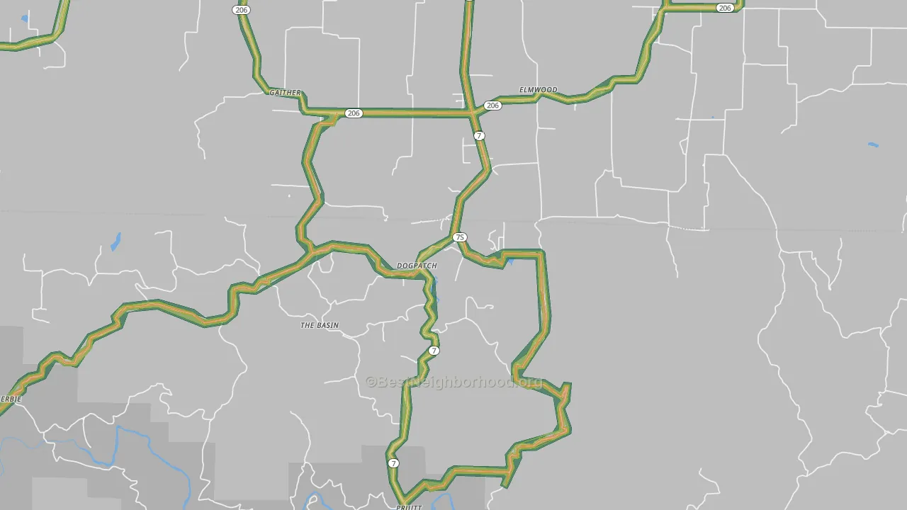 Marble Falls, AR Map of Noise Levels in Marble Falls